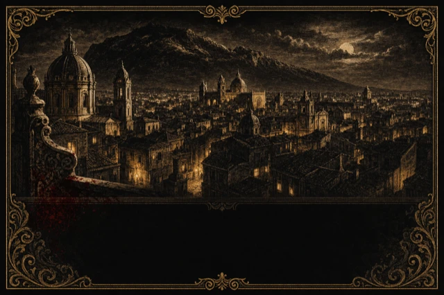 Palermo şehir kartı — gece silüeti
